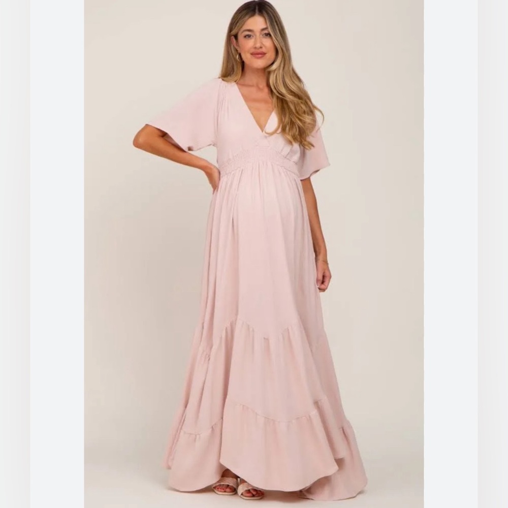 Pinkblush Boho Deep V Maxi Dress Nwot